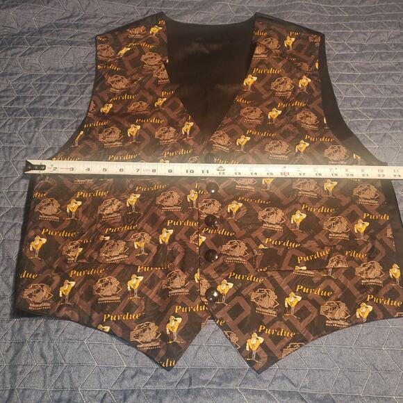 Vintage Perdue Boilermakers Size L 100% Silk Suit Vest Train Pete Mascot Brown - Picture 5 of 6